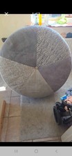 Grey and White Mixed Pattern Footstool Pouffe Round Soft