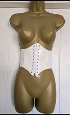 Steam Punk Pirate Peasant Burlesque Waist Clincher Corset White