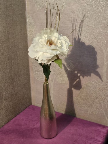 White silk peony - peony, silver