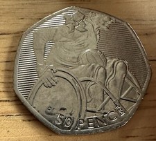 Wheelchair Basketball 50p Coin London Olympics 2012 Paralympics CIRCULATED
