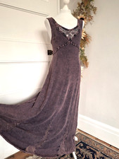 STUNNING ANN BALON TUSCANY ? BURGUNDY PURPLE ITALIAN LACE TRIM MAXI DRESS Sz M