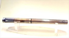 Sheaffer Targa Solid Silver Fountain Pen Fluted Finish 14K Gold M Nib 13.5cm