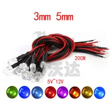 LEDs Pre-Wired Φ3mm/ Φ5mm Ultra Bright Constant 5V ~12V Prewired Various Colours