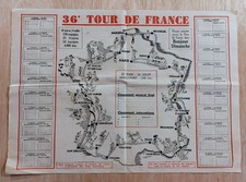 Vintage Original 1949 Tour De France Route Map Carte du Tour. Fausto Coppi.