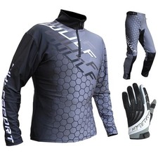Wulfsport Cub Connect Kids Trials Kit Motorcycle Top Trousers Gloves Grey Black