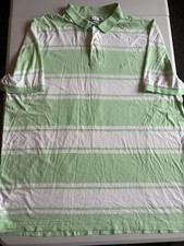 Nautica Men's Cotton Polo Shirt striped green/White 3XL Regular Fit Logo badge 