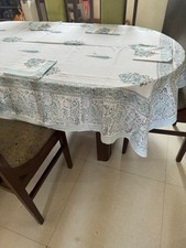 Hand Block Table Cloth Indian Dining Table Cloth Table Cover With 6 Napkins Boho