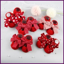 Baby Socks Newborn Cute Girl Princess Socks Bow Boat Red Socks Toddler Cotton