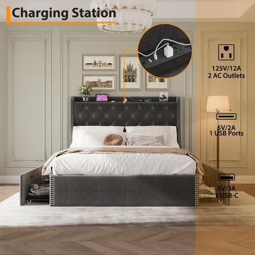 Storage bed frame winged - storage,