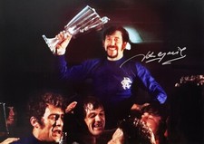 JOHN GREIG SIGNED GLASGOW RANGERS 1972 EUROPEAN FOOTBALL PHOTO WITH PROOF & COA 