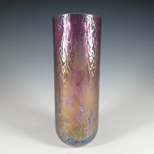 MARKED Royal Brierley Iridescent Pink Glass 'Studio' Cylinder Vase