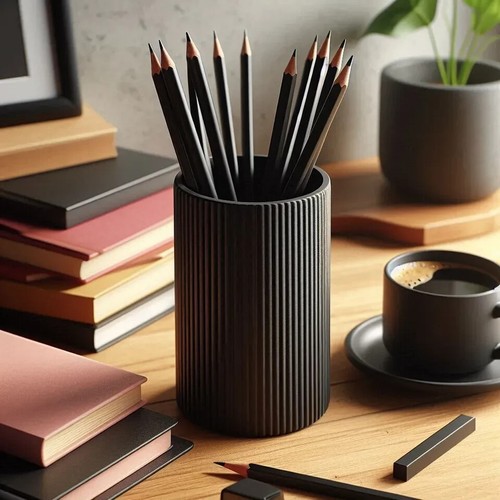 Modern ribbed pencil holder - ribbed, |