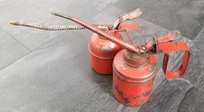 2 Vintage Oil Cans, Red Wesco England & Brevettato G 300 Italy Metal Pump Oilers
