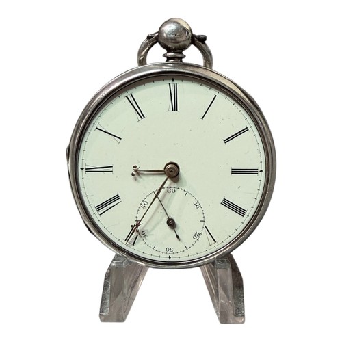 Silver cased open faced fusee - open,