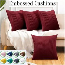 Set of 4 Cushion Covers 18x18 Quilted Velvet Filled Cushions Square Sofa Pillows