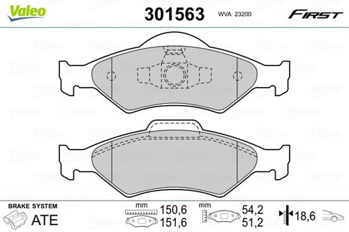 Valeo 301563 brake pad - 301563, set