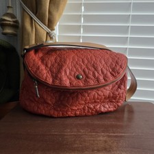 Mantaray Orange Handbag Floral Lining Excellent Condition