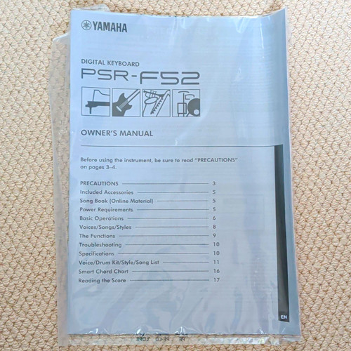 Yamaha psr f52 - yamaha, owner’s