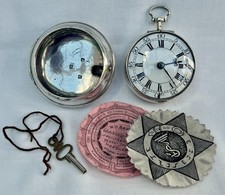 Fine Quality English Silver Pair Cased Verge Fusee Pocket Watch London 1760.