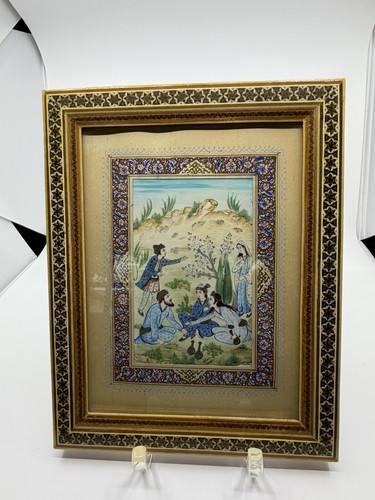 Vtg marquetry framed persian - vtg,