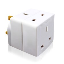 2 WAY 3 PIN ADAPTOR SOCKET 13 AMP DOUBLE SOCKET HOUSEHOLD MULTI PLUG ADAPTER UK