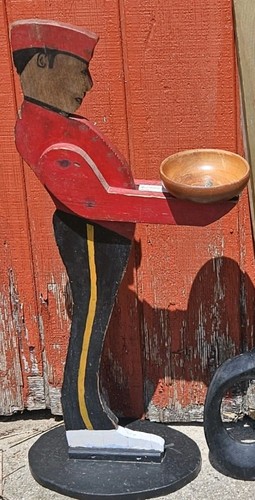 Antique ashtray stand wood - ashtray,