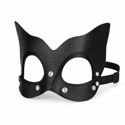 Black leather cat - cat, half