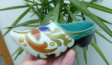 Vintage Gouda pottery Holland Shoe/Clog fabulous decoration.