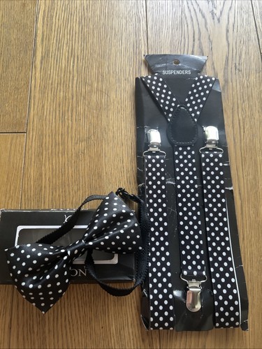Polka dot suspenders - suspenders, bow
