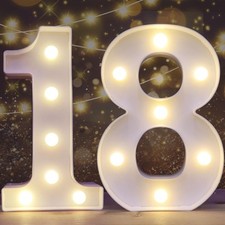 Decorative Led Light Up Number Letters, White Plastic Marquee Number Lights Sig