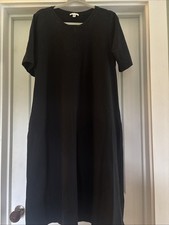 Warehouse Black Jersey Dress With Pockets Size 16
