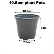 10.5cm Plant Pots Grey Plastic Tall Deep Full Size Flower Pot 4" Seedling