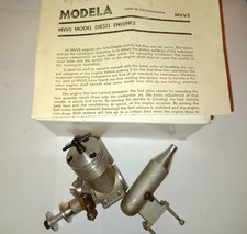 MVVS JUNIOR 2 DFS Schnuerle ported model plane diesel engine with exhaust.