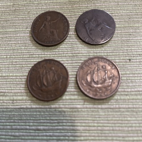 Old coins half pennies - 4,