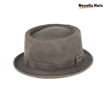 Gladwin Bond Brown Pork Pie Hat for Men – Vintage Cotton Fedora, Water-Resistant