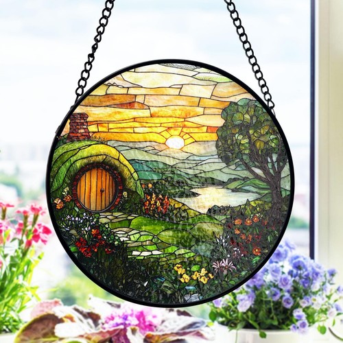 Hobbit house stained glass - hobbit,