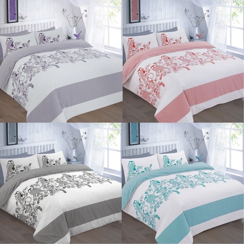 Owls floral duvet quilt cover - owls,