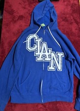Clandestine Industries Blue Clan Varsity Hoodie Large Rare Pete Wentz