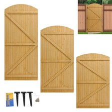 Pine Wooden Garden Gate Privacy Soild Wood Outdoor Pedestrian Gate w/ Hinge Pack