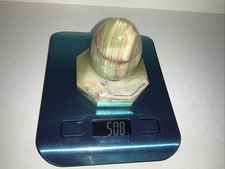 Onyx Green Egg with Base Hand Carved Stone Marble Base Vintage Collectable Gift