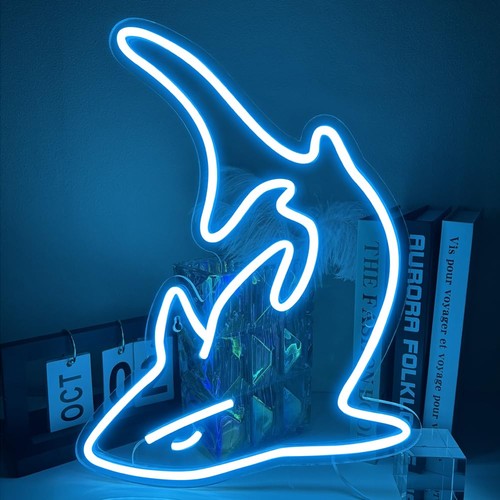 Shark neon sign - sign, wall