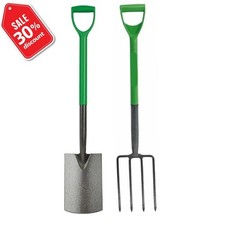 Garden Fork & Spade Digging Tool Heavy Duty Stainless Steel Finish