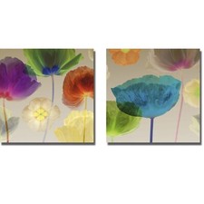 Poppy Panorama by Mertens 2-pc Gallery-Wrap Canvas Giclee Set (14 x 14 in Each)
