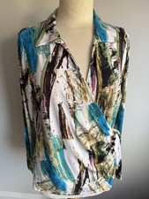 Artigiano Ladies Patterned Long Sleeve Wrap Effect Top Size 14. Great Condition.