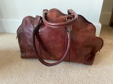 VINTAGE ITALIAN MADE NAPPA LEATHER BROWN WEEKEND GYM BAG