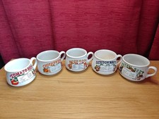 5x Vintage Recipe Soup Mugs Onion Scotch Broth Mushroom Chicken Tomato Ceramic