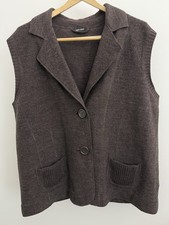 Gerry Weber Vest 100% Wool Pocket Button Collar Brown US 18 Fall Winter Casual