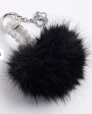 NEW BLACK POM POM FAUX FUR/