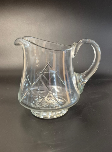 Vintage cut glass jug - glass,