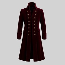 Men Maroon Velvet Frock Coat